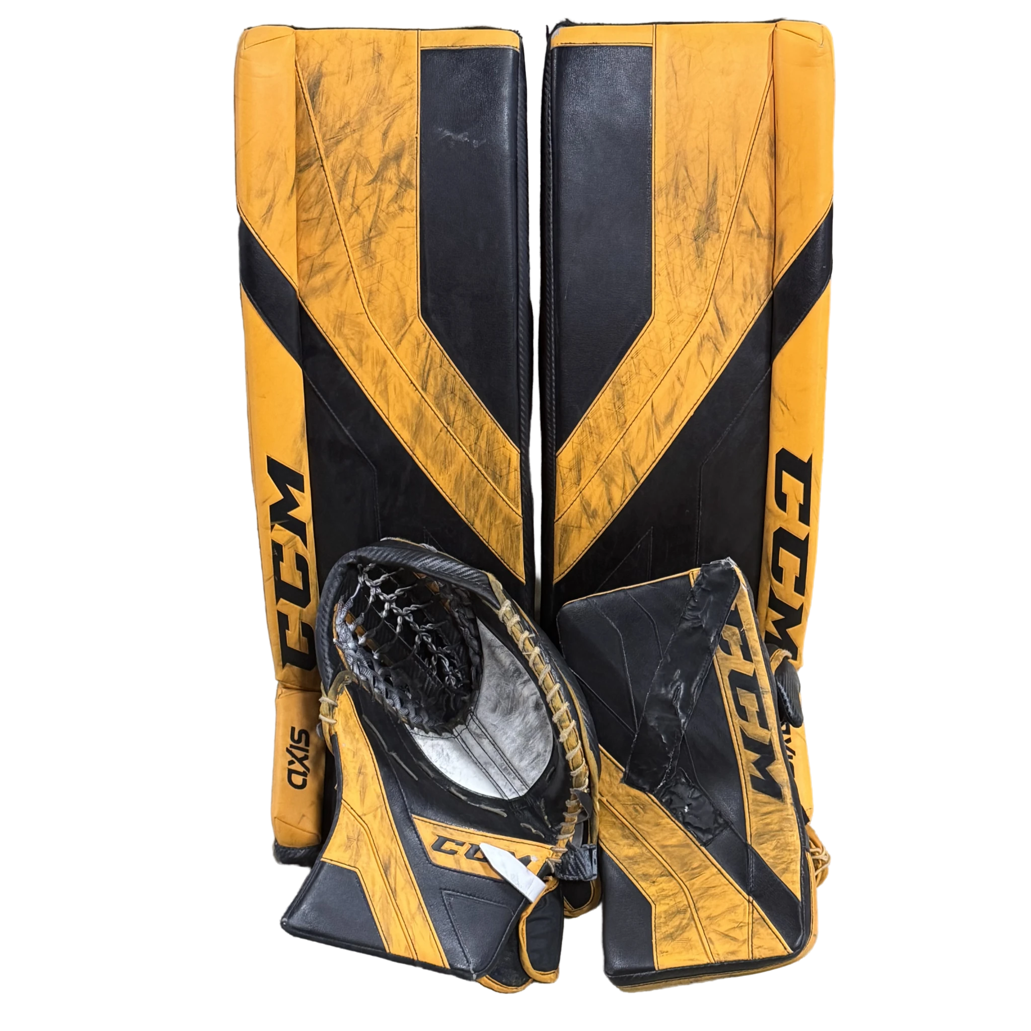 CCM AXIS - Ensemble de protections de gardien de but Pro Stock d'occasion (noir/jaune)